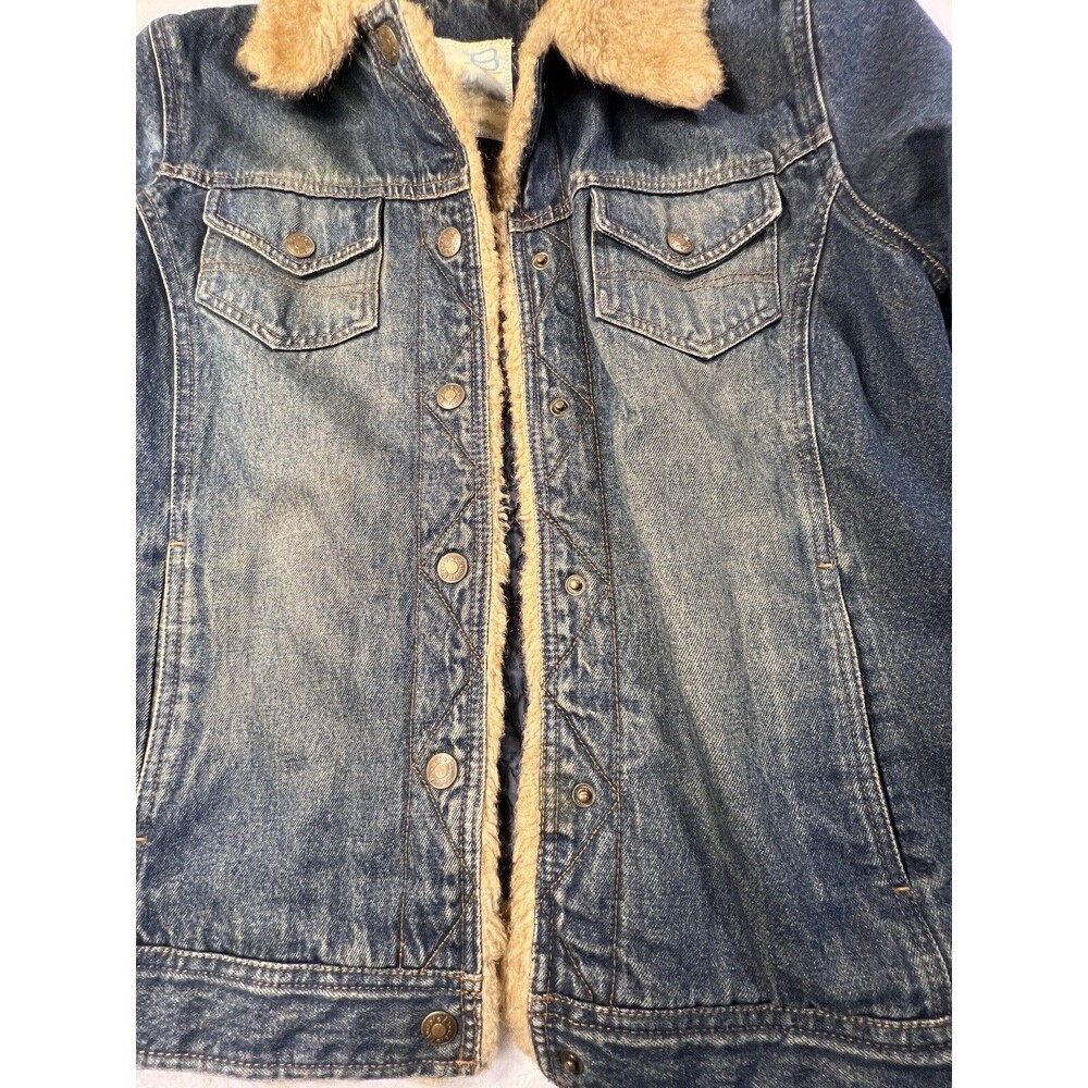 Cole B Country Denim Quilt Lined Faux Fur Trim Jacket Women's Size Medium Blue - Picture 12 of 16